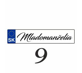 Weselna tablica rejestracyjna na samochód - SPZ 9