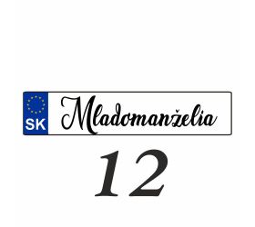 Weselna tablica rejestracyjna na samochód - SPZ 12