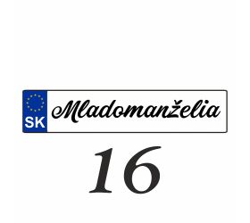 Weselna tablica rejestracyjna na samochód - SPZ 16