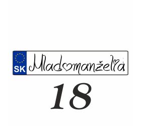 Weselna tablica rejestracyjna na samochód - SPZ 18