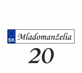 Weselna tablica rejestracyjna na samochód - SPZ 20