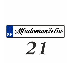 Weselna tablica rejestracyjna na samochód - SPZ 21