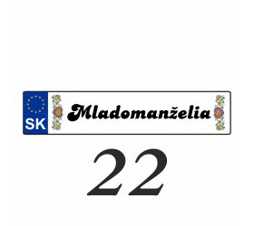 Weselna tablica rejestracyjna na samochód - SPZ 22